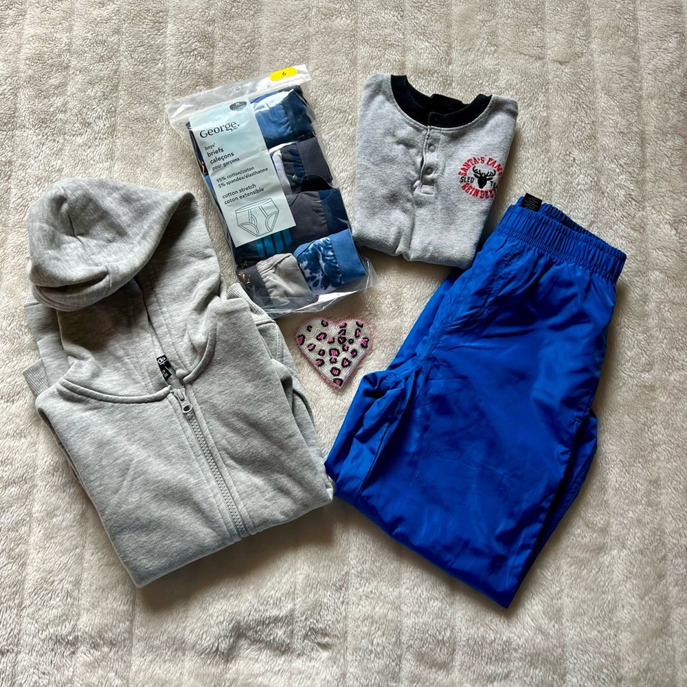 Boys George Lot Hoodie, Splash Pants, 8 Pk New Briefs & Carter’s l/s T-shirt